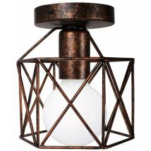 Deckenleuchte Vintage Deckenlampe mit Ø15cm Würfel-Form Käfig Semi-Flush Mount Licht mit E27 Fassung für Loft Esszimmer Schlafzimmer Rost 1PCS