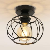 Goeco - Deckenleuchte Vintage E27 Basis Cage Deckenlampe Für Küche Esszimmer Schlafzimmer Flur Flur Eingang Balkon Schwarz(Glühbirne nicht enthalten)