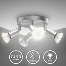 B.k.licht - Deckenstrahler - 11,6W, 1040lm, led, schwenkbar, GU10, Rondell, warmweiß, matt-nickel