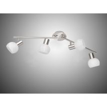Deckenstrahler Antibes 4-flammig Silber Chrom & Glas Alabaster, Breite 69cm