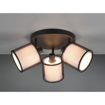 Deckenstrahler BURTON 3-flammig Stoff Organza Schwarz Weiß, Ø 49cm