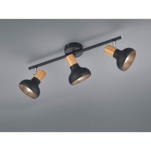 Deckenstrahler latika aus Metall in Schwarz & Holzoptik, Breite 47cm