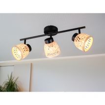 Reality Leuchten - Deckenstrahler laurent 3-flammig mit Korb Lampenschirmen aus Bambus, Breite 60cm