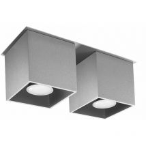 Etc-shop - Deckenstrahler modern Designer Küchenlampen Strahler 2 flammig Aufbauleuchte grau, Aluminium, 2x GU10, LxH 26 x 11 cm