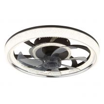 Deckenventilator mit Fernbedienung led Deckenlampe dimmbar Kristall Deckenleuchte, Vor Rücklauf, 6 Stufen, 30W 2700lm warmweiß - kaltweiß, DxH 48 x