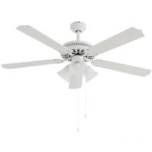 Deckenventilator In Mattweiß Mit Beleuchtung Leise 45 Db 3 Geschwindigkeitsstufen Durchmesser 132 Cm Mdf-flügel