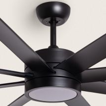 Techbrey - Deckenventilator Leise Hidra Schwarz 165cm DC-Motor Mit Licht, Fernbedienung, Wifi: True