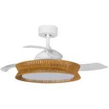 Deckenventilator mit Lampe 'Lineta' aus Holz dimmbar mit Fernbedienung für Wohnzimmer & Esszimmer von Lucande