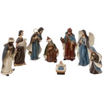 Déco de Crèche de Noël Set de 8 Santons en résine h 16 cm - Feeric Christmas