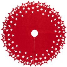Déco de noël Tapis pour pied de Sapin en feutrine Rouge et Blanc d 100 cm - Feeric Christmas