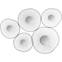 Atmosphera Créateur D'intérieur - Décoration murale 5 Miroirs en Métal Noir 78 x 58 cm - Atmosphera