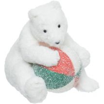 Déco Noël Ours Blanc avec son ballon h 30 cm - Feeric Christmas