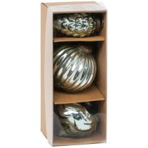 Boules de Noël Refuge lot de 3 en verre D8cm - Feeric lights & christmas