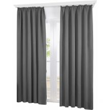 Deconovo Grey Curtains Pencil Pleat, Thermal Insulated Energy Saving Blackout Curtains for Bedroom, 46 x 54 Inch, Light Grey, 2 Panels