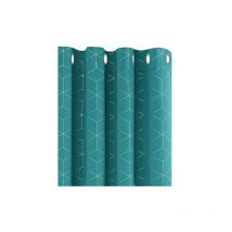 Deconovo - Blackout Curtains, Eyelet Curtains, Foil Diamond Printed Energy Saving Curtains for Living Room, 52 x 54 Inch(Width x Length), Turquoise,