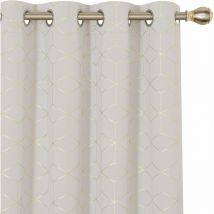 Deconovo - Eyelet Blackout Curtains With Gold Diamond Foil Printed Patterns 2 Panels 52 x 84 Inch Light Beige - Light Beige