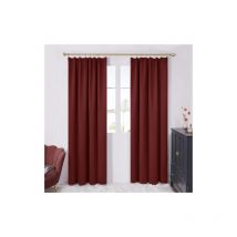 Deconovo - Blackout Curtains Pencil Pleat Curtains and Rod Pocket Curtains Thermal Insulated Curtains for Girls Room Red W55 x L87 Inch 2 Panels - Red