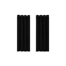 Deconovo - Solid Thermal Insulated Eyelet Blackout Curtains for Bedroom Including 55x87 Inch Two Panels Black - Black