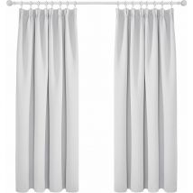 Deconovo - Solid Pencil Pleat Taped Top Blackout Curtains with Hooks 2 Panels 52 x 63 Inch Silver Grey - Silver Grey