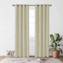 Deconovo - Eyelet Energy Saving Blackout Curtains with Ring top 2 Panels 52 x 84 Inch Biege - Biege