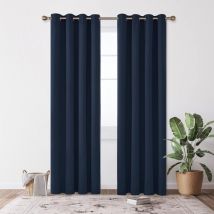 Deconovo - Eyelet Energy Saving Blackout Curtains with Ring top 2 Panels 42 x 84 Inch Navy Blue - Navy Blue