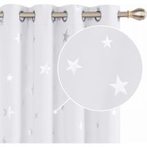 Deconovo Eyelet Thermal Insulated Blackout Curtains with Foil Printed Silver Star 2 Panels 46 x 72 Inch Greyish White - Greyish White
