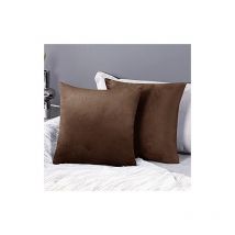 Deconovo - Set of 2 Crushed Velvet Cushion Covers 45cm x 45cm 18x18 Inches Square Throw Pillow Cases Cushion Covers for Bedroom with Invisible Zipper