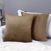 Deconovo - Solid Crushed Velvet Cushion Covers with Invisible Zipper Throw Pillow Cases Set of 2 45 x 45cm Tobacco Brown - Tobacco Brown