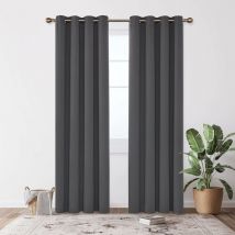 Deconovo Thermal Insulated Eyelet Blackout Curtains 2 Panels 46 x 84 Inch Dark Grey - Dark Grey