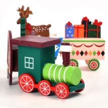 Aiducho - Décor De Train De Noël, Ornement Train De Noël En Bois, Mini Train De Noël En Bois, Décorations De Table De Noël, Enfant Noël Vacances Fête