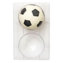 0050105 Stampo Professionale Cioccolatino Pallone Calcio, 2 Cavità, ø 120 x h 45 Mm, In Policarbonato, Ideale per Realizzare Cioccolatini Lucidi e