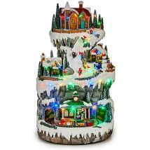 Krist+ - Decoración tren pueblo 23 x 23 x 39 cm resina