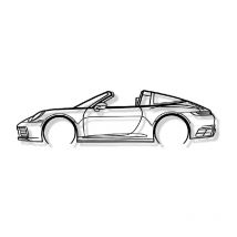 Decoración de pared en metal - 911 targa mod 991 detallada - Decoración de pared en metal - Silueta de Coche 80CM