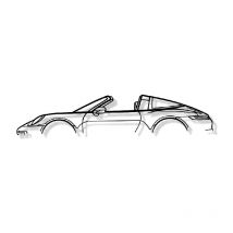 Shape Paris - decoración de pared en metal - 911 targa mod 992 - Decoración de pared en metal - Silueta de Coche - 120CM