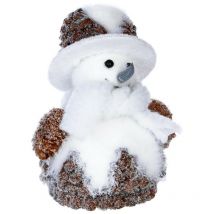 Déco de Noël Bonhomme de Neige chapeau et pommes de pin h 29 cm - Feeric Christmas