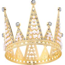 Décoration de gâteau de princesse avec bordure dorée Accessoires pour cheveux de petite fille Décorations d'anniversaire Couronne de mariée dorée