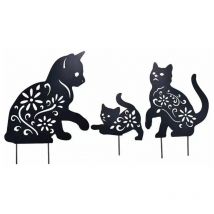 Jalleria - Décoration de Jardin, 3pcs Jardin de Chat en Métal Décoration Fer Forgé pour Jardin Décoration de Jardin Optique Rouille Décoratives