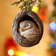 Coocheer - Décoration de Noël en acrylique avec animal - Décoration d'arbre de Noël - Pendentif 2D - Hibou - Raton laveur - Décoration de Noël pour