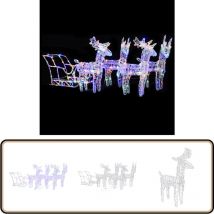 Décoration de Noël Rennes et traîneau 280x28x55 cm Acrylique - Décoration De Noël - Décorations Lumineuses - Rennes Illuminés - Traineaux De Noel