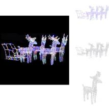 Décoration de Noël Rennes et traîneau 280x28x55 cm Acrylique - Décoration De Noël - Décorations Lumineuses - Rennes Illuminés - Traineaux De Noel