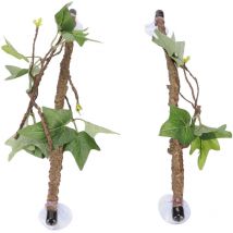 Décoration de plante de terrarium de branche d'angle de reptile avec ventouses pour l'escalade de serpent de lézard amphibien