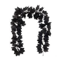 Décoration d'Halloween, Fleurs artificielles d'intérieur pour la maison d'Halloween, Rotin de feuille d'érable d'Halloween (noir)