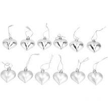 Sjlerst - Jeffergarden Ornements de nol en pvc en forme de cur, 12 pièces, décorations suspendues pour arbre de nol, pour la saint-valentin, argent