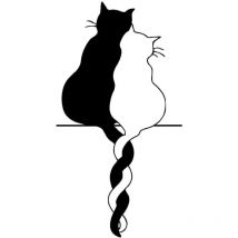 Epikasa - Décoration en Métal Chat 143, Métal, Noir, 35x0,15x66 cm
