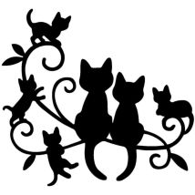 Décoration en Métal Chat 75, Métal, Noir, 60x0,15x55 cm