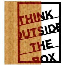 Epikasa - Décoration en Métal et Bois Think Outside the Box, Métal, Bois, Noir, Marron, 44x1,8x50 cm