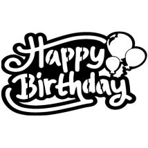 Epikasa - Décoration en Métal Happy Birthday 1, Métal, Noir, 58x0,15x40 cm cm
