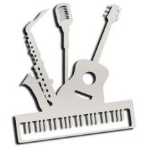 Epikasa - Décoration en Métal Instruments 1, Métal, Argent, 69x1,5x80 cm