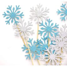 Ahlsen - Décoration Gâteau Lot de 100 Figurine Gâteau Cupcake pour Anniversaire Mariage Fête Cake Topper - Flocon de Neige,12cm