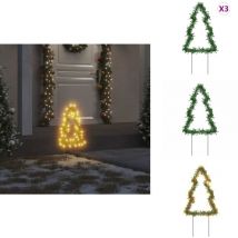 Vidaxl - Décoration lumineuse arbre de Noël piquets 3 pcs 50 led 30 cm - Décorations De Noël - Éclairage De Noël - Lumières De Noël - Sapin De Noël
